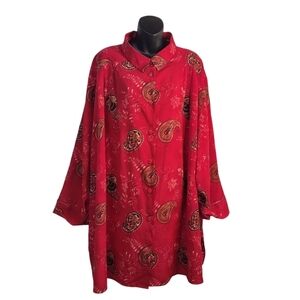 C.S.T. Studio Women's Red Paisley Print Button Up Shirt Plus Size Sz 4X